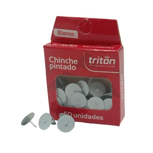 Chinche Metalico Triton Blanco Caja por 50 Unidades