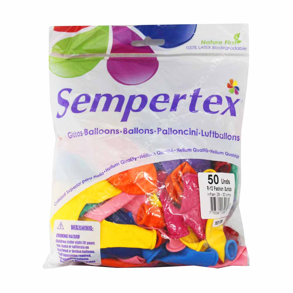 globos paquete x 50u. r-12 colores surtidos sempertex