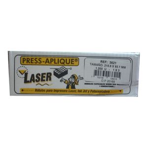 press aplique 216 x 93 caja laser x 1200u.  ref: 3621