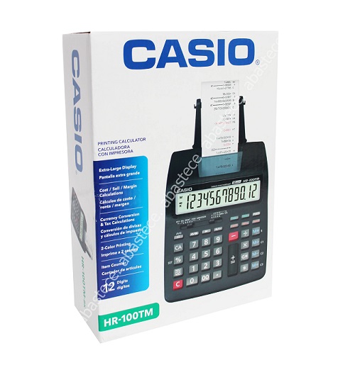 Calculadora Casio de Rollo 12 Digitos HR100 + Adaptador