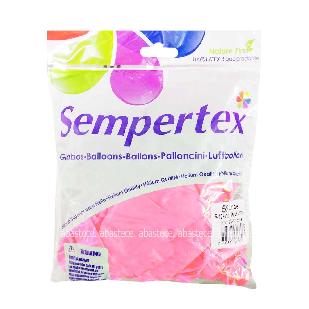 globos paquete x 50u. sempertex ref: r-12 color rosado
