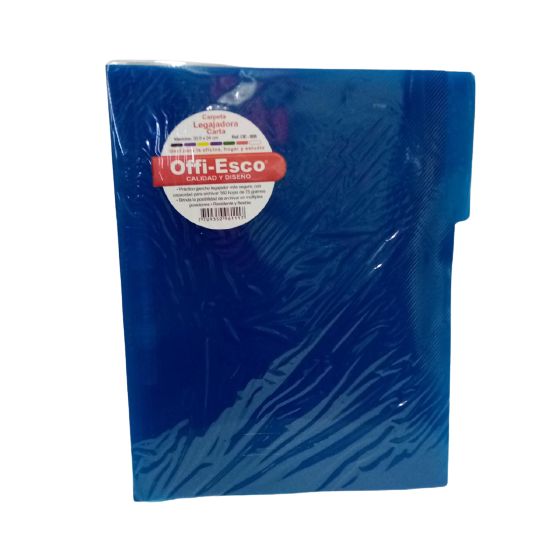 folder plastico carta gancho azul translucido