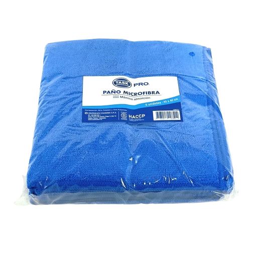 Paño Microfibra Azul 40x40 Cms X 5 Unidades Task