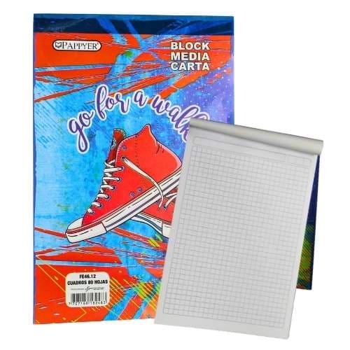 Block Blanco Media Carta Cuadriculado 80H