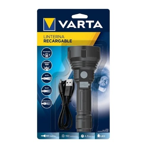 Linterna LED Recargable De Mano Varta 150 Lúmenes
