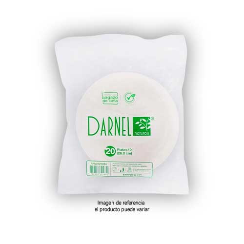 Plato Biodegradable Bagazo Grande 26 Cms X20u.