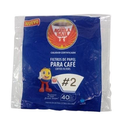 Filtro Para Cafe Papel No 2 Tipo Cono Aguila Roja Paq 40u