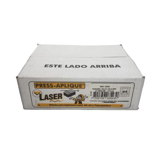 press aplique 53.9 x 25.4 caja laser 17.600 rotulo ref: 3543