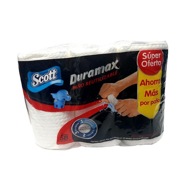 toalla desechable reutilizable scott duramax paq.x3 rollos
