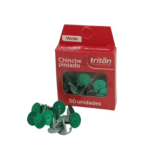 Chinche Metalico Triton Verde Caja por 50 Unidades