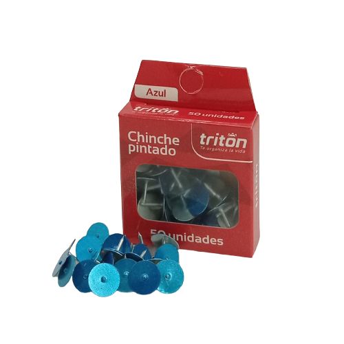 Chinche Metalico Triton Azul Caja por 50 Unidades