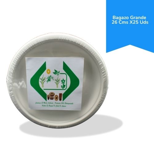 Plato Biodegradable Bagazo Grande 26 Cms X25 Uds 