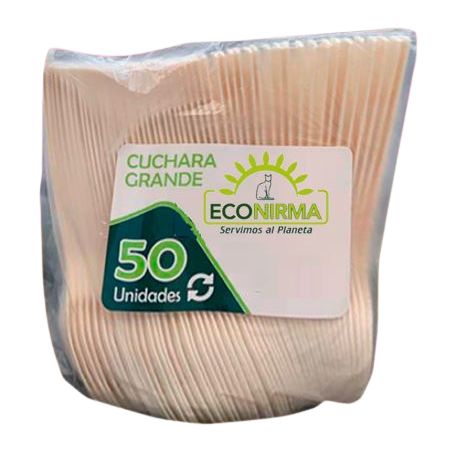 cuchara biodegradable fecula de maiz 15 cms paq x 50u