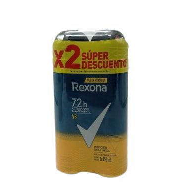 desodorante rexona men aerosol 90 grs paq x 2 uds