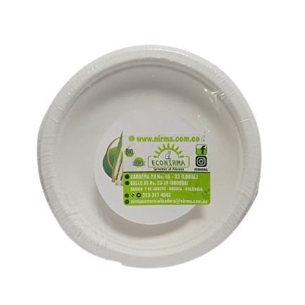 plato biodegradable en bagazo 15 cms paquete de 25 unidades