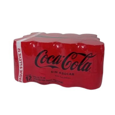 Gaseosa Coca Cola Sin Azucar Mini Lata 235 ml por 12 Uds