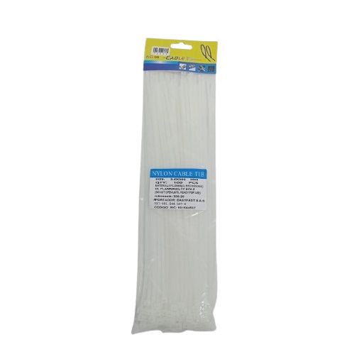 Amarre Plastico Blanco 3.6 mm x 30 Cms Paquete por 100u