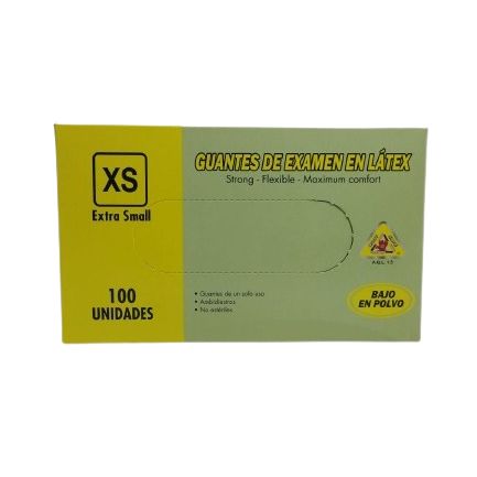 Guante Latex no Esteriles Con Talco Talla XS Caja 100 u