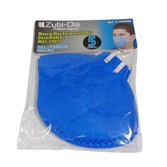 mascarilla desechable azul para polvo termosellada por 5u