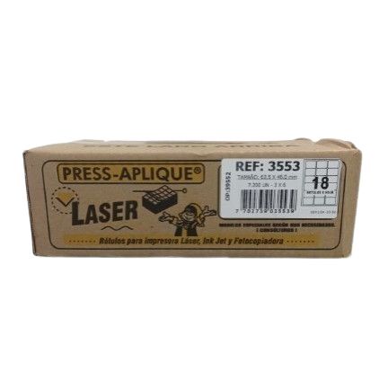 Press Aplique 63.5 x 46 x 7200 rotulos Caja Laser Ref 3553