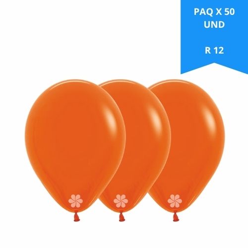 Globos Sempertex R-12 Paquete x 50u. Color Naranja  Precio Mayorista