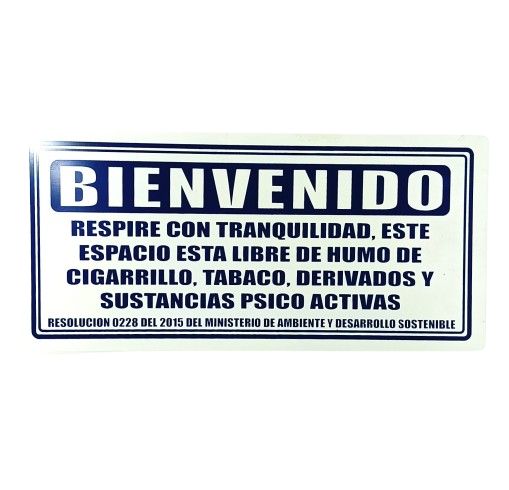 Senalizacion 30 x 15 Cms Espacio Libre de Humo