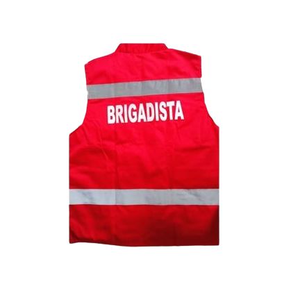 Chaleco Brigadista En Dril Rojo Con Reflectivo Talla M