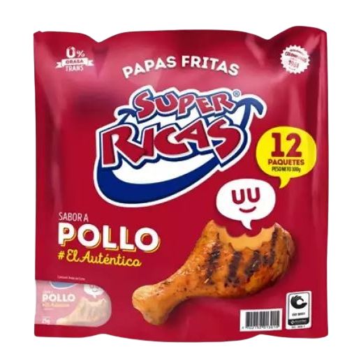 Papas Super Ricas Sabor a Pollo Paquete x12 Unidades