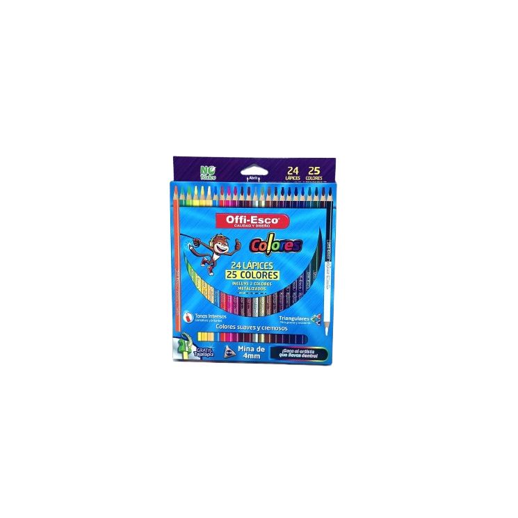 Colores Triangulares 24 Lapices 25 colores Offi-Esco OE-146