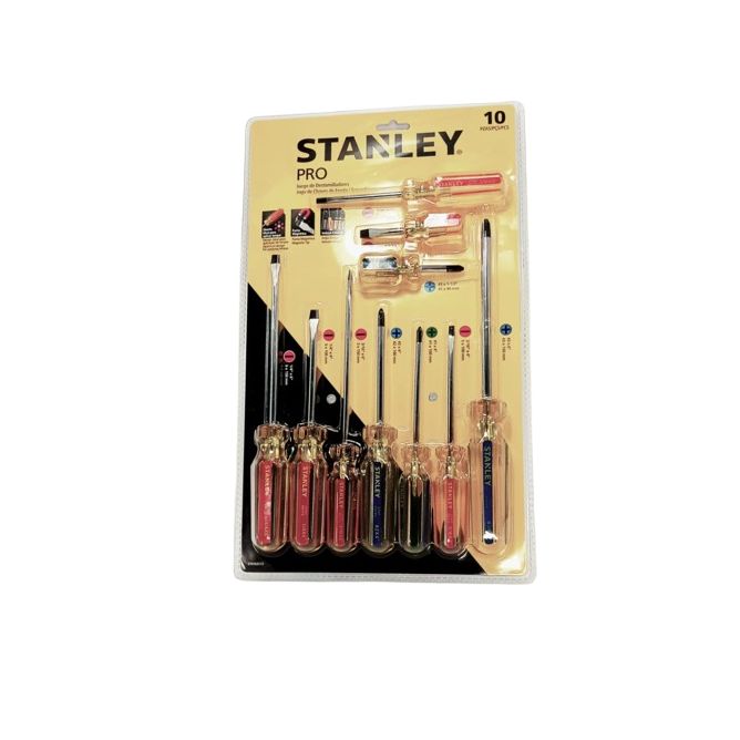 Juego Destornillador Profesional Stanley 10 Piezas Mixto 69-172