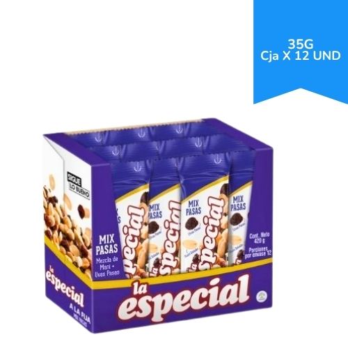 Mani La Especial Mezcla con Uvas Pasas Caja x12u. x35g.
