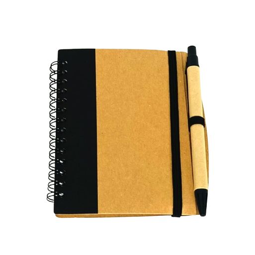 Libreta Ecologica Argollada Con Boligrafo Negro