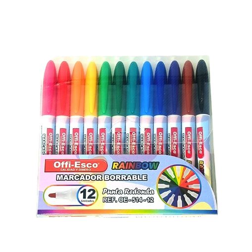Marcador Borrable Rainbow Pta. Redonda OE-514 Caja X12