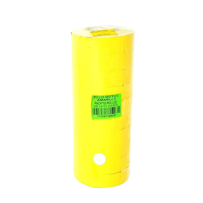 Rollo Adhesivo Etiquetadora Motex 8 Dig. Amarillo Paqx10
