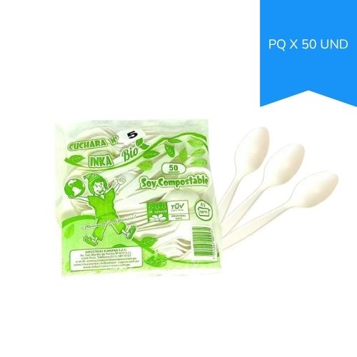Cuchara Desechable Pequeña Biodegradable Paq.x50u.