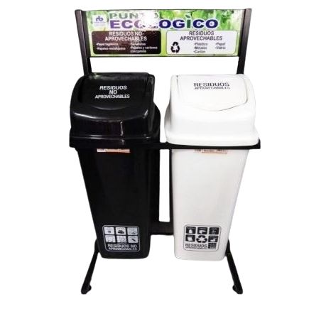 Punto Ecologico Vaiven 35Lts Blanco Negro Estra