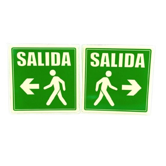 Senalizacion 19x19 En Acrilico Fotoluminiscente Flecha de Salida
