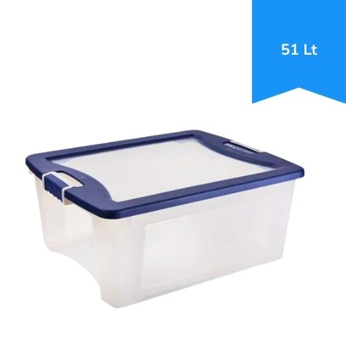 Caja Organizadora Plastica Transparente con Tapa 51 lt