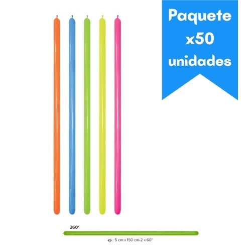 Globo Milfiguras 260 Neon Sempertex Paquete x50u.