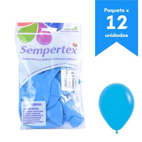 Globos Paquete x12u. Sempertex Ref: R-12 Color Azul Claro  Precio Mayorista