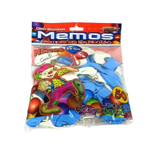 Globos Virgen del Carmen Azul/Blanco Paq x50u R-12 Memos