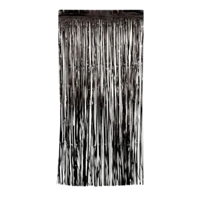 Cortina Decorativa Metalizada Negra  Precio Mayorista