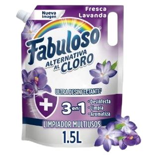 Limpiador Fabuloso Alternativa al Cloro Lavanda Doypack 1.5 lt