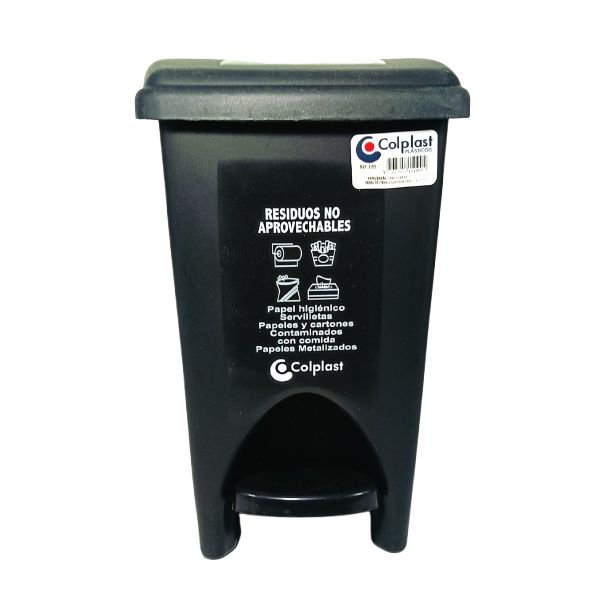 Papelera Pedal Negra 12 Litros Rectangular Colplast