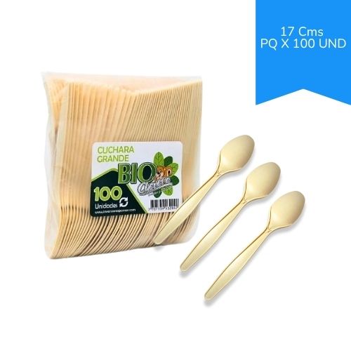 Cuchara Biodegradable Fecula De Maiz 17 Cms Paq x100u