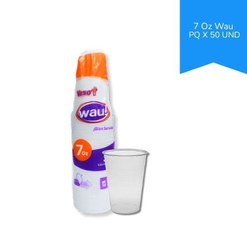 Vaso Plastico Desechable Transparente 7 Oz Wau X50 U