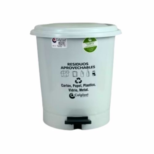 Papelera Pedal Blanca 12 Litros Redonda Colplast