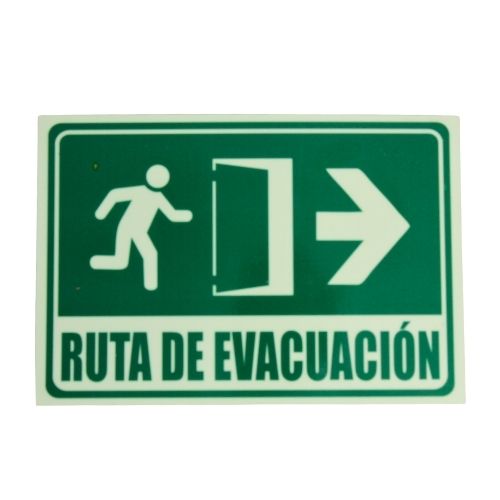 Señalizacion Fotoluminicente 15x22 Cms Ruta Evac. Derecha