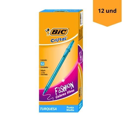 Boligrafo Bic Cristal Fashion Turquesa Caja Por 12 Unidades