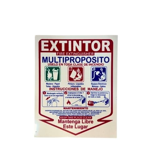 Etiqueta Para Extintor  ABC Multiproposito De 10 Libras  Precio Mayorista